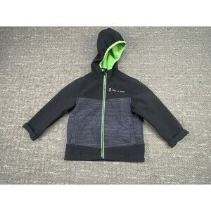 Boy S Small 4 Free Country Black Lime Green Zip Up Hooded Jacket Coat Fleece